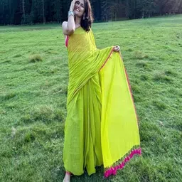 SANJANA SILK Women Embroidered Pure Georgette Saree-image-8