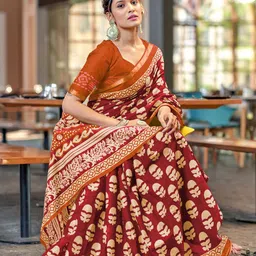 Anouk Ethnic Motifs Printed Pure Cotton Saree-image-80