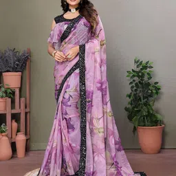 VIJAYA VALLABH Women Floral Printed Sequinned Embellished Saree-4