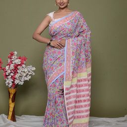 Shivanya  Handicrafts Floral Pure Cotton Block Print Saree-picture-58