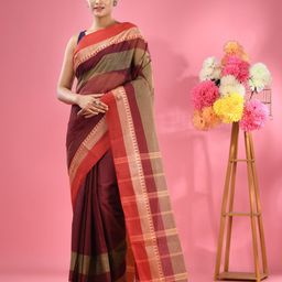 Charukriti Ethnic Woven Design Pure Cotton Taant Saree-image-86