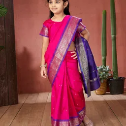 Sangria Girls Woven Design Zari Banarasi Saree-12
