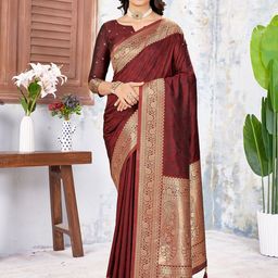 Mehrang Ethnic Motifs Woven Design Zari Banarasi Saree-image-20