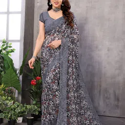 The Textile Hub Floral Pure Georgette Saree-picture-22