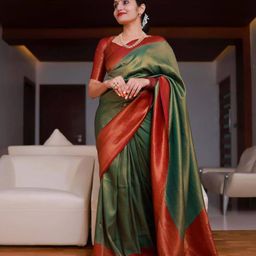 LIMDO Floral Woven Design Zari Pure Silk Kanjeevaram Saree-image-92