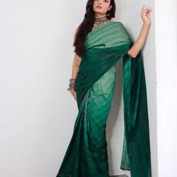 Mitera Striped Zari Pure Chiffon Ready to Wear Leheriya Saree-2