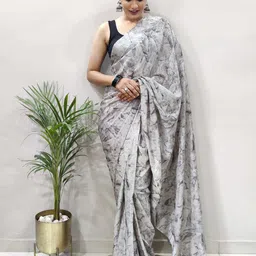 Mitera Abstract Printed Pure Georgette Ready to Wear Saree-image-39