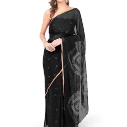 Reboot Fashions Tie and Dye Zari Pure Chiffon Bandhani Saree-image-5