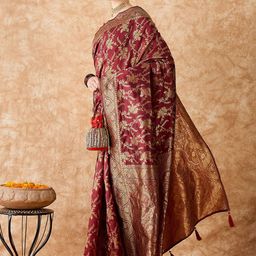 HERE&NOW Woven Design Zari Fusion Banarasi Saree-image-54