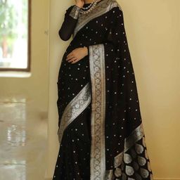 ZIBLON Ethnic Motifs Woven Design Zari Banarasi Saree-17