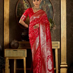 Sangria Ethnic Motifs Woven Design Banarasi Saree With Blouse Piece-picture-43