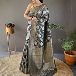 ZIBLON Woven Design Zari Banarasi Saree-image-0