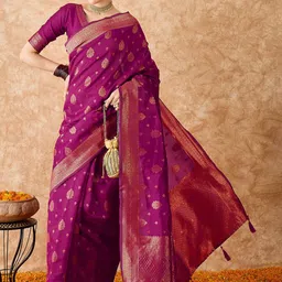 HERE&NOW Woven Design Zari Banarasi Saree-picture-54