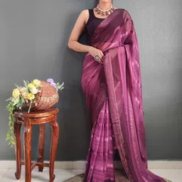 Mitera Striped Zari Pure Chiffon Ready to Wear Saree-image-48
