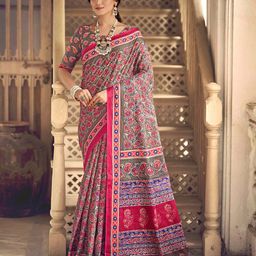 Munir Ethnic Motifs Printed Pure Cotton Bagru Saree-image-43