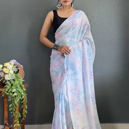 Mitera Abstract Printed Pure Chiffon Ready to Wear Saree-image-46