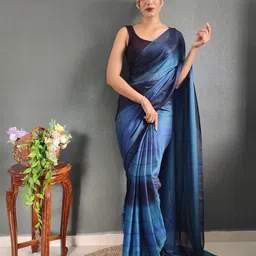 Mitera Striped Zari Pure Crepe Ready to Wear Saree-image-68