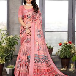 The Textile Hub Floral Pure Linen Saree-picture-53