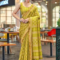Anouk Floral PrintedZari Pure Cotton Saree-picture-41