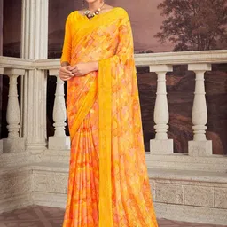 Reboot Fashions Abstract Printed Pure Chiffon Saree-15