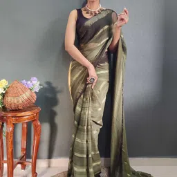 Mitera Striped Zari Pure Chiffon Ready to Wear Saree-image-50