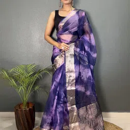 Mitera Tie and Dye Zari Organza Saree-image-33