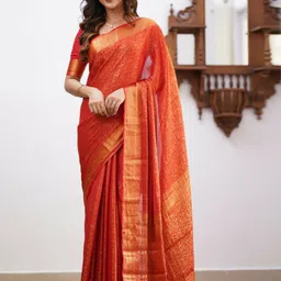 Visit Wear Ethnic Motifs Woven Design Zari Banarasi Saree-picture-10