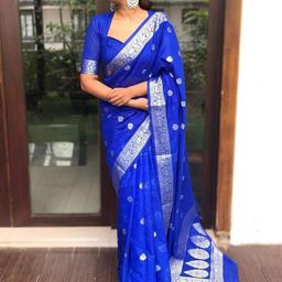 LIMDO Pure Silk Ethnic Motif Woven Design Zari Banarasi Saree-image-97