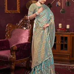 ISHIKA FAB Woven Design Organza Banarasi Saree-image-97
