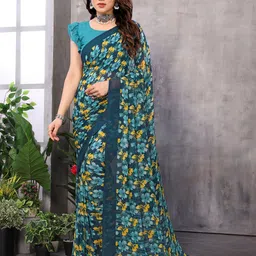 The Textile Hub Floral Printed Pure Georgette Saree-image-77