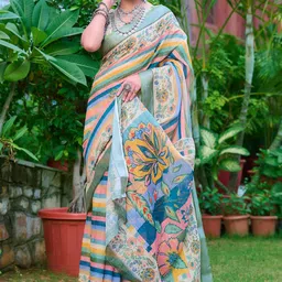 Celeb Styles Striped Printed Zari Designer Saree-picture-12