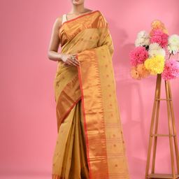 Charukriti Ethnic Motifs Zari Woven Design Pure Cotton Taant Saree-image-99