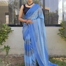 Mitera Striped Printed Pure Chiffon Ready to Wear Saree-picture-7