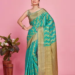 MIMOSA Floral Woven Design Zari Detailed Kanjeevaram Saree-23