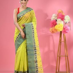 Charukriti Ethnic Motifs Woven Design Pure Cotton Taant Saree-image-95