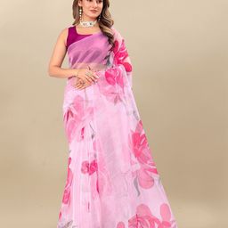 DIVASTRI Floral Printed Organza Saree-image-77