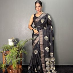 Mitera Ethnic Motifs Woven Design Zari Pure Silk Ready to Wear Saree-image-63