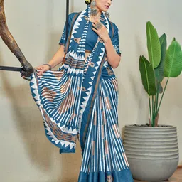 Anouk Printed Pure Cotton Saree with Blouse Piece-image-16