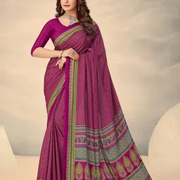 DURGA EMPORIO Ethnic Motifs Printed Pure Crepe Saree-image-9