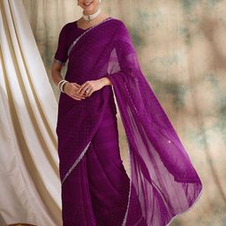 HERE&NOW Embellished Beads and Stones Banarasi Saree-image-54