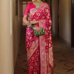ZIBLON Woven Design Zari Banarasi Saree-image-71