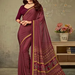 DURGA EMPORIO Floral Printed Pure Crepe Saree-image-97