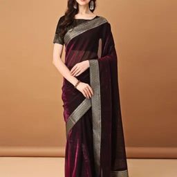 VRAGI Kanjeevaram Saree With Blouse Piece-image-1