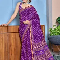 Anouk Floral Printed Zari Pure Cotton Saree-image-82