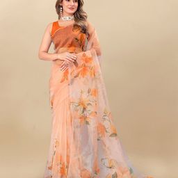 V3 FASHION STUDIO Floral Printed Organza Saree-31