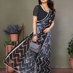 KALINI Geometric Printed Pure Georgette Saree-picture-18
