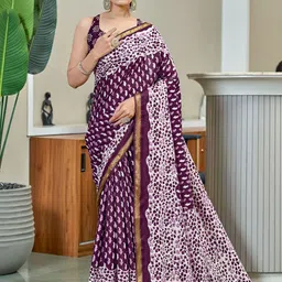 Anouk Ethnic Motifs Printed Pure Cotton Saree-image-89