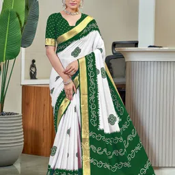 Anouk Printed Zari Pure Cotton Bandhani Saree-picture-43