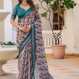 Celeb Styles Printed Zari Saree-image-66