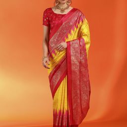 Saree mall Checked Zari Silk Blend Pochampally Sarees-image-81